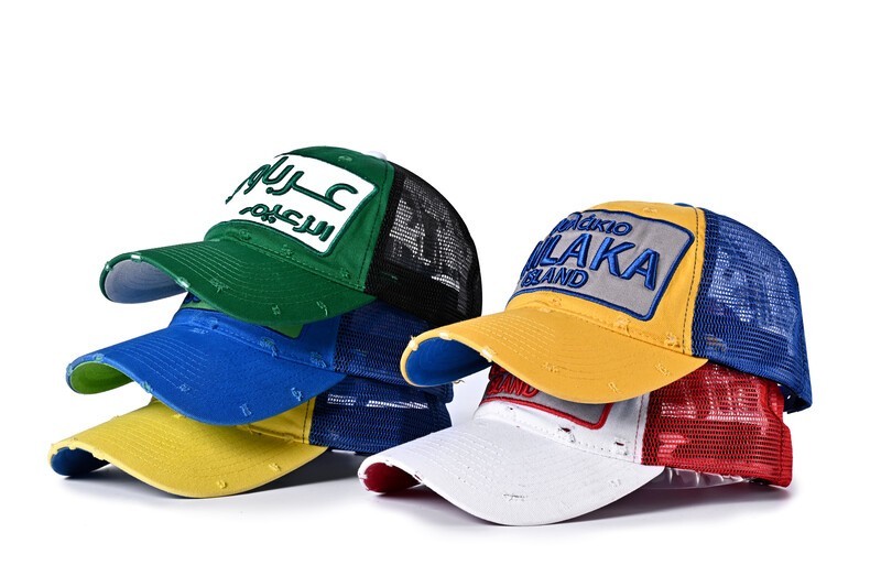 Woven Patch Logo Embroidery Baseball Caps Curved Brim 58cm Running Hats
