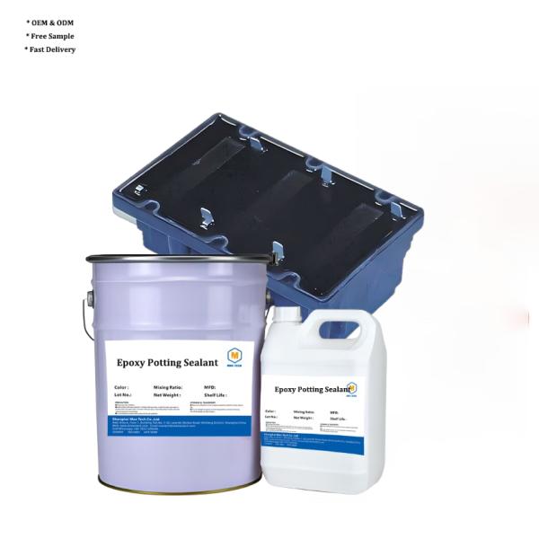 Two-component solventless room temperature curing epoxy potting-sealing material