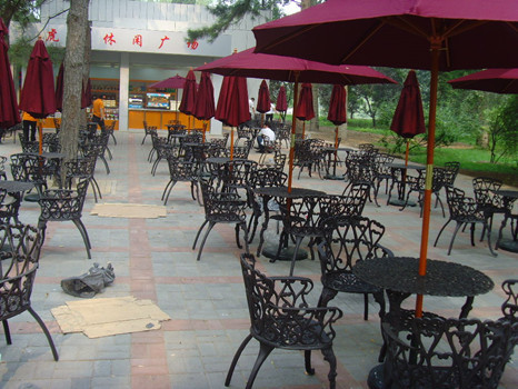 Aluminum Cast Iron Table And Chairs / Powder Coating Cast Iron Table Ends