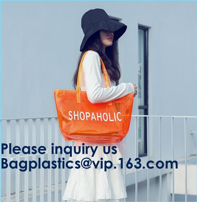 Beautiful Plastic PVC Beach Bag Clear Travel Cosmetic Bags, Fashion Clear PVC Beach Bag, Vinyl Plastic Bag, Envelope Clu