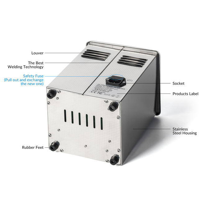 100W Heating Power Digital Ultrasonic Cleaner Square Shape For Engine Parts