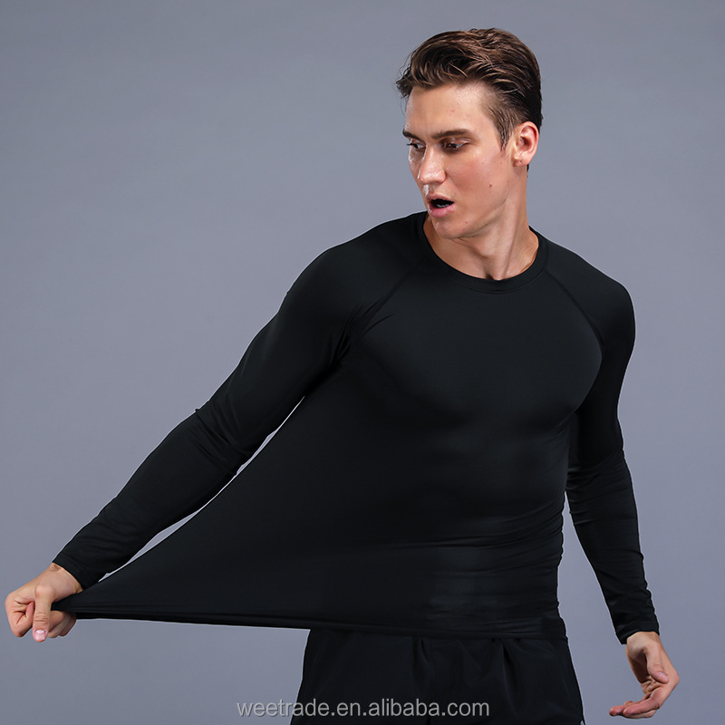 Long sleeves gym quick-drying clothes shapewear bodysuit sport clothing for men