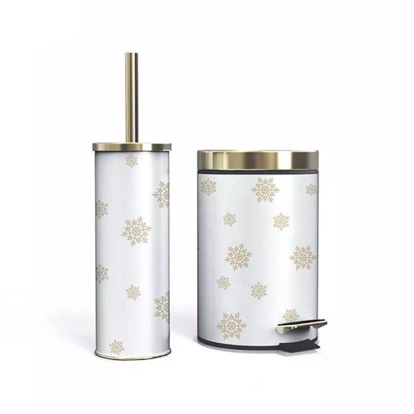Induction Type Christmas Foot Pedal Trash Bin With Toilet Brush Set Ultimate