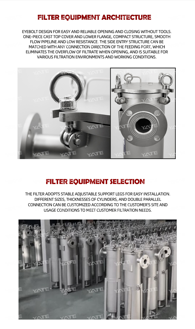 Side Inlet #2 Single Bag Filter Housing Stainless Steel 304 316 Food Beverage