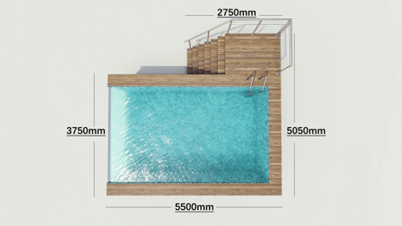 18m3 Pool Water Capacity Customized Acrylic Panel Thickness Outdoor Hotel Glass Pool