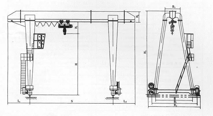 Steel Box Type 20T Single Beam Gantry Crane Electric Hoist