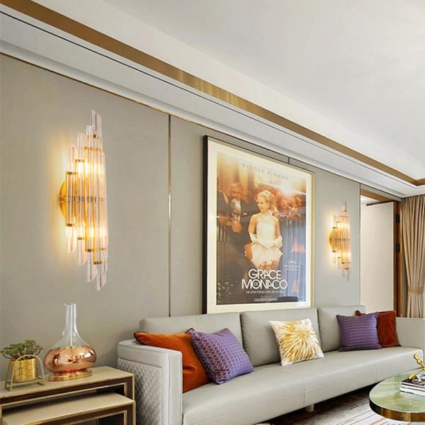 Postmodern Crystal Wall Lamp Creative Home Living Room Golden Luxury Light