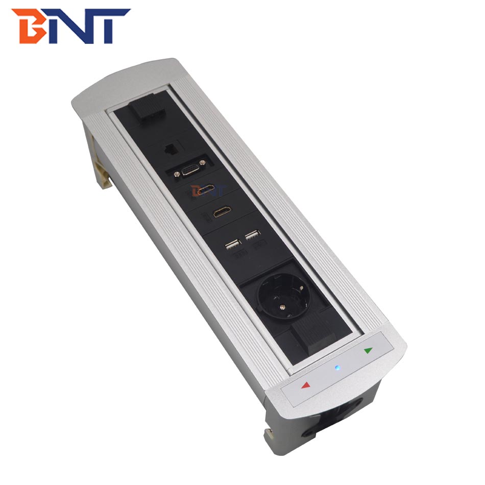 Office furniture motorized flip up desk power socket outlet with usb