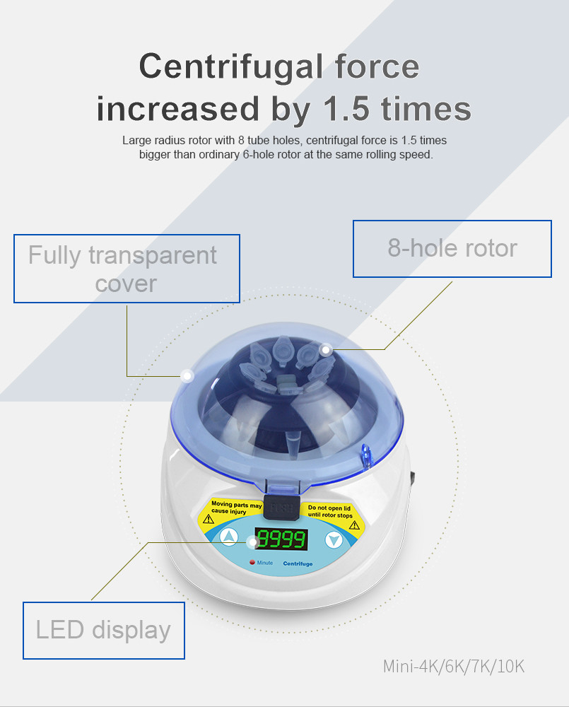 Mini-4K Mini-10K High Speed Mini Benchtop Centrifuge LCD Display