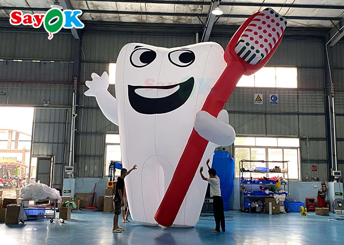 White 6m Inflatable Cartoon Characters Giant Teeth Promotion Products