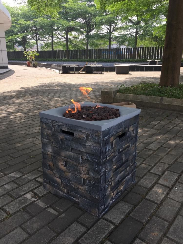 Brazier Outdoor Garden Propane Gas Fire Pit Slate Rock Liquefied Petroleum Camping