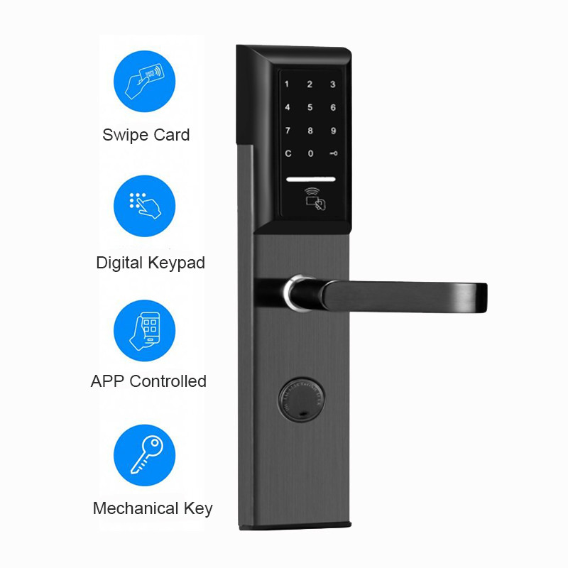 Zinc Alloy Apartment Security Electronic Lock 35-50mm App Card Unlock