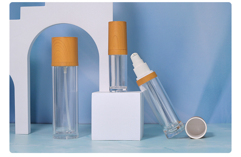 Cosmetic Acrylic Bottles 30ml 50ml 100ml 120ml Luxury Empty Perfume Bottles With Wood Cover