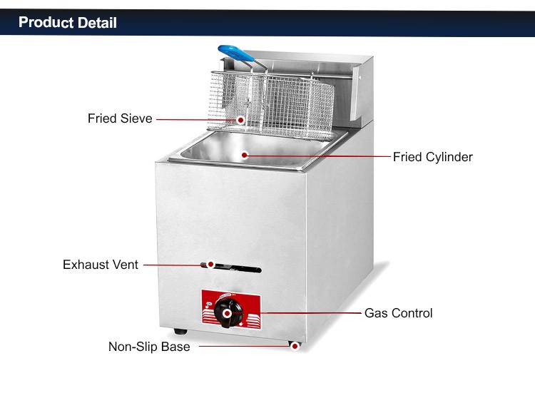 Linkrich LR-GF5.5-1 Commercial Stainless Steel Restaurant Gas Powered Deep Fryer