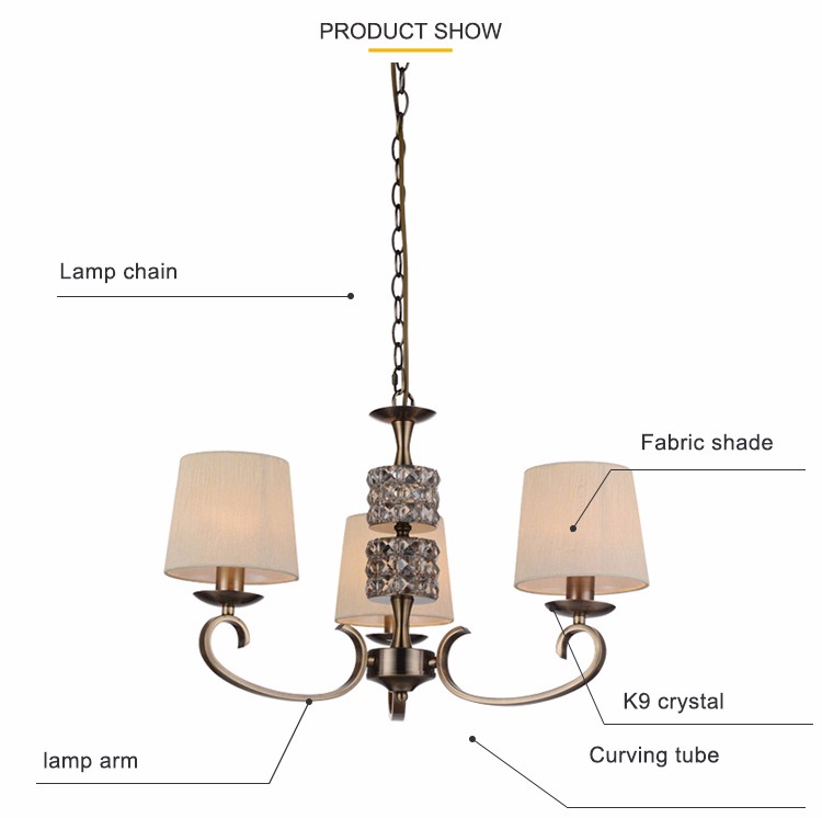 Floral crystal metal chandelier for home hotel lamp fixtures (WH-MI-19)