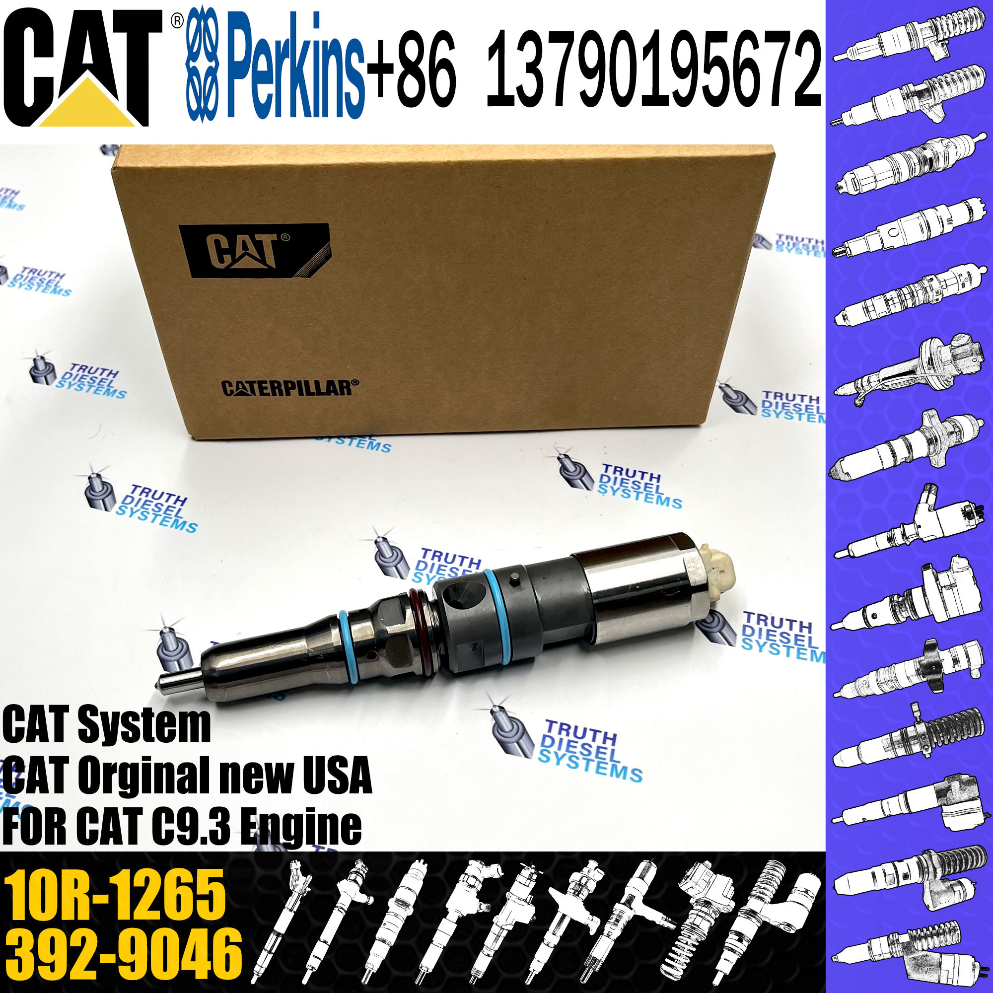Fuel Injector 10R-1265 392-9046 173-9379 456-3509 138-8756 456-3589 for Caterpillar Caterpillar C9.3