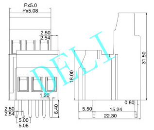plastic enclosures with terminal block 5.0 pitch Screw type DL129A-XX-5.0/5.08