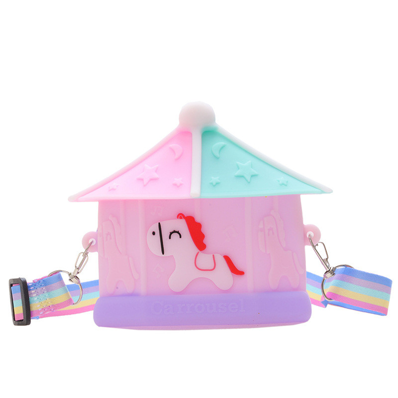 Carousel Kid CrossBody Shoulder Bag BPA Free Silicone Pencil Case For Stationery And Makeup Organization School Supplies