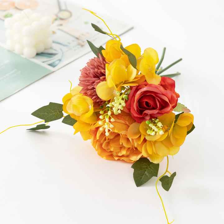 Small Heads Peony Bush Artificial Persian Rose Flower Wedding Bridal Bouquet Wholesale Silk Rose Flowers