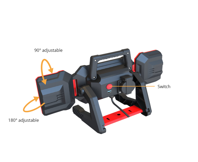 3000LM Folding Outdoor Working Light IP54 Portable Flood Light Rechargeable