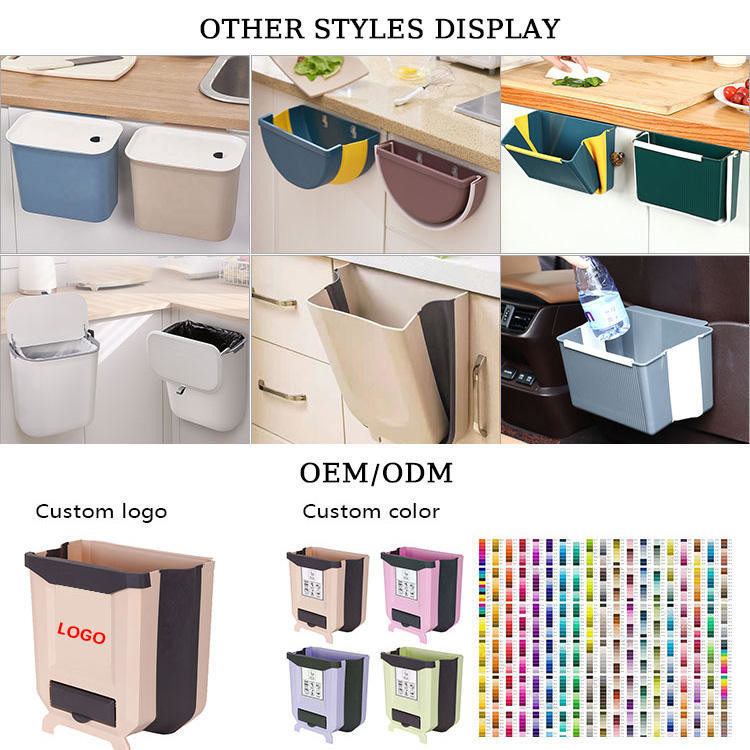 Foldable Hanging Bin White Fold Flat Expandable Kitchen Trash Can