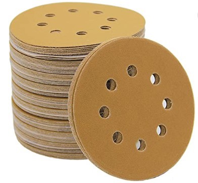 6inch 15hole Hook Loop Sandpaper Discs Gold Aluminum Oxide PSA Automotive