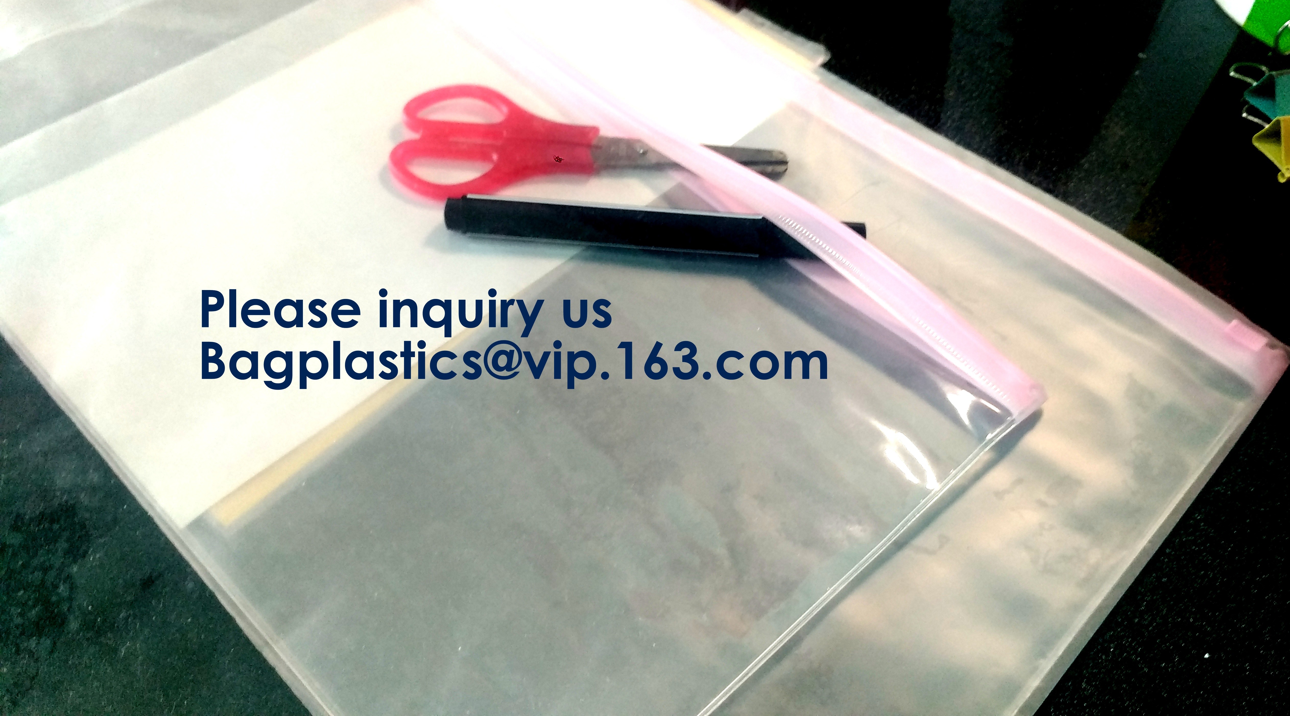 Metal Slider Office File Folder Mesh Clear PVC Zip Lock Document Bag,Folder File Wallet Zipped Lock Document Bag pack