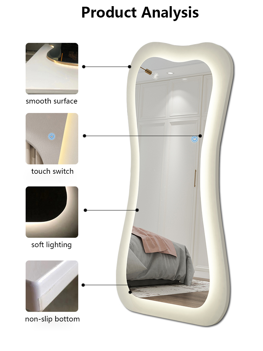 Hollywood Standing Full Length Xl Floor Mirror With Led Light 71x32