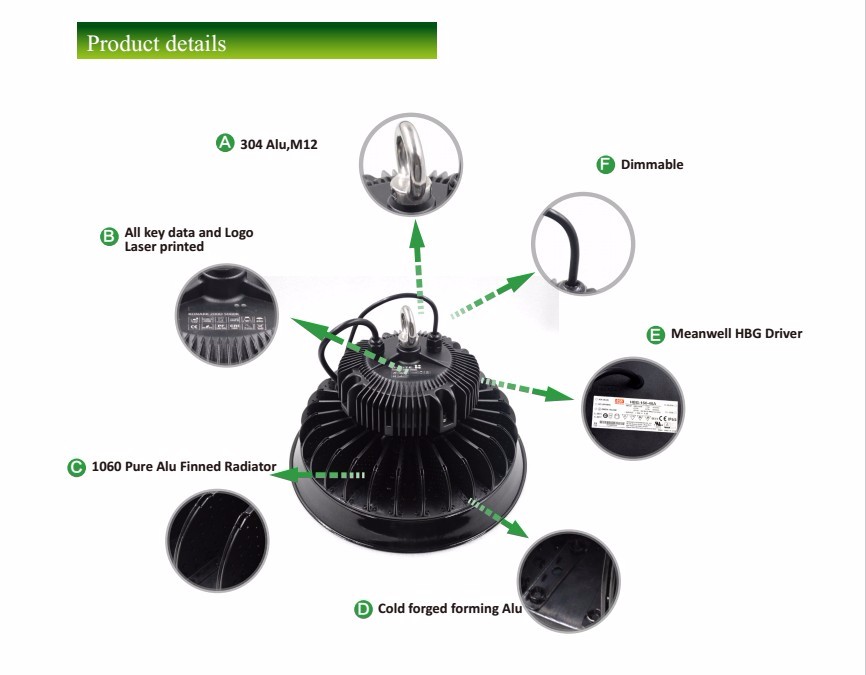 Water cooling aluminum IP65 waterproof ufo led high bay light 100W 150W 200W 240W