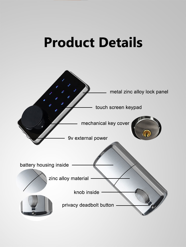 Wifi Control Automatic Deadbolt Smart Password Door Lock Low Power Consumotion