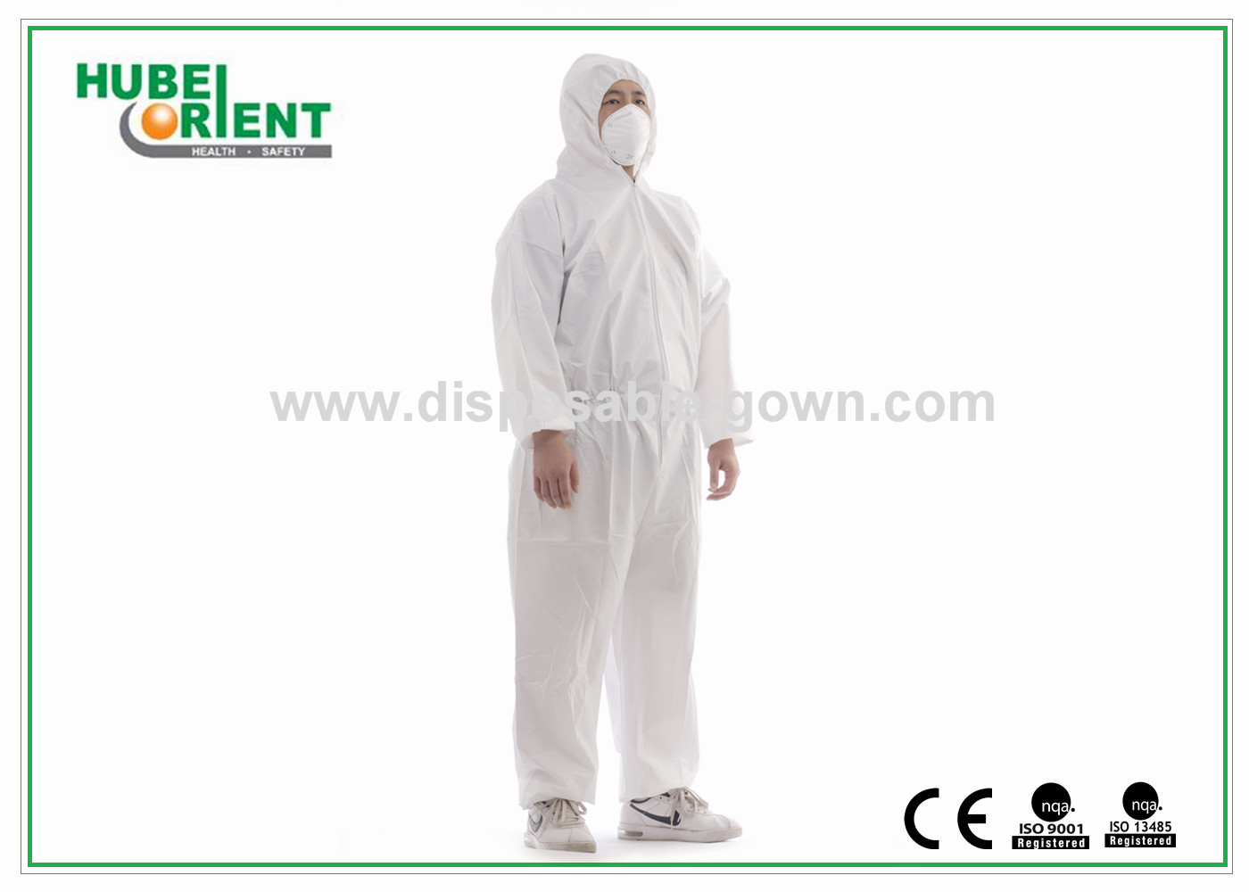 Acid Resistant White Disposable Coveralls Work Protective Clothing With Hood For Prevent Pollution