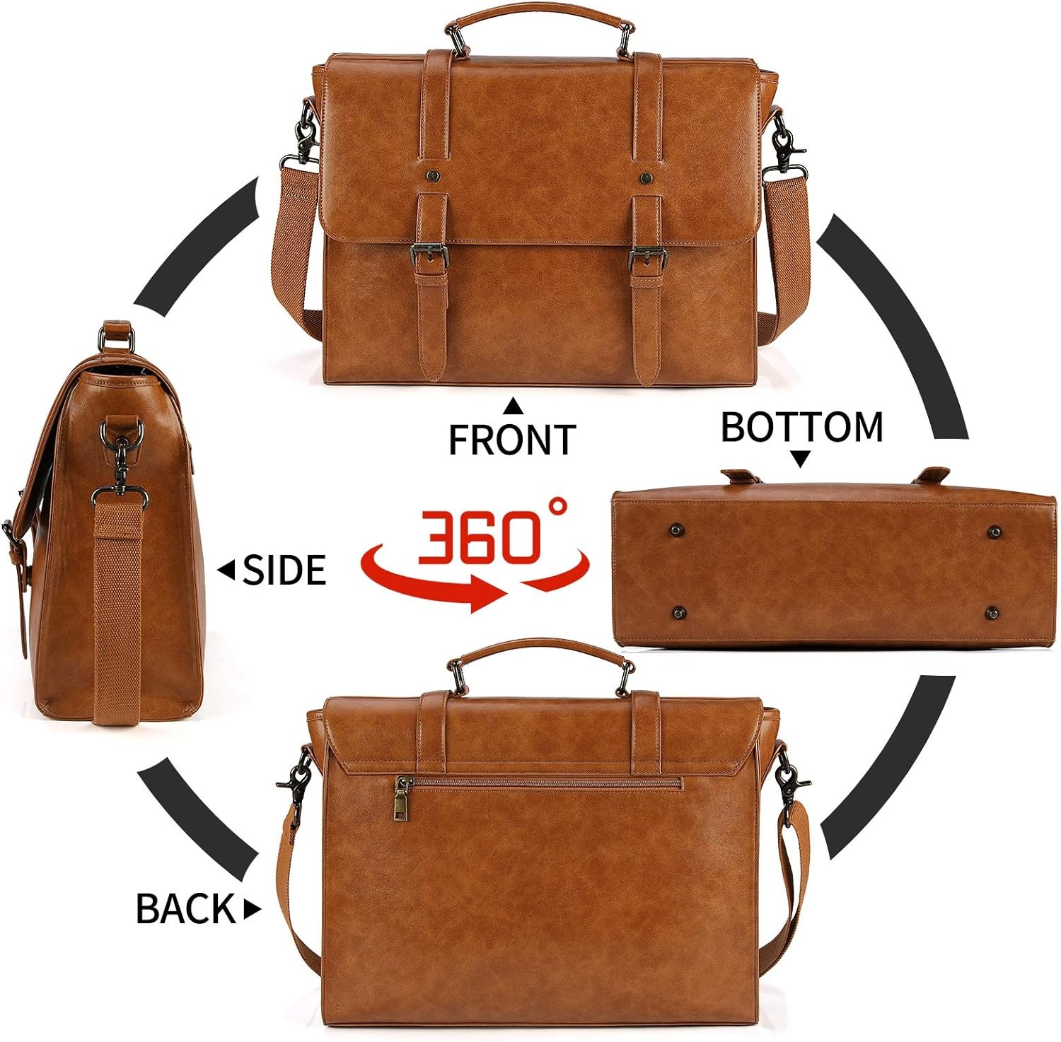 MENS MESSENGER BAG VINTAGE 15.6 INCH WATERPROOF LEATHER LAPTOP BRIEFCASE LARGE SATCHEL SHOULDER BAG RETRO OFFICE COLLEGE