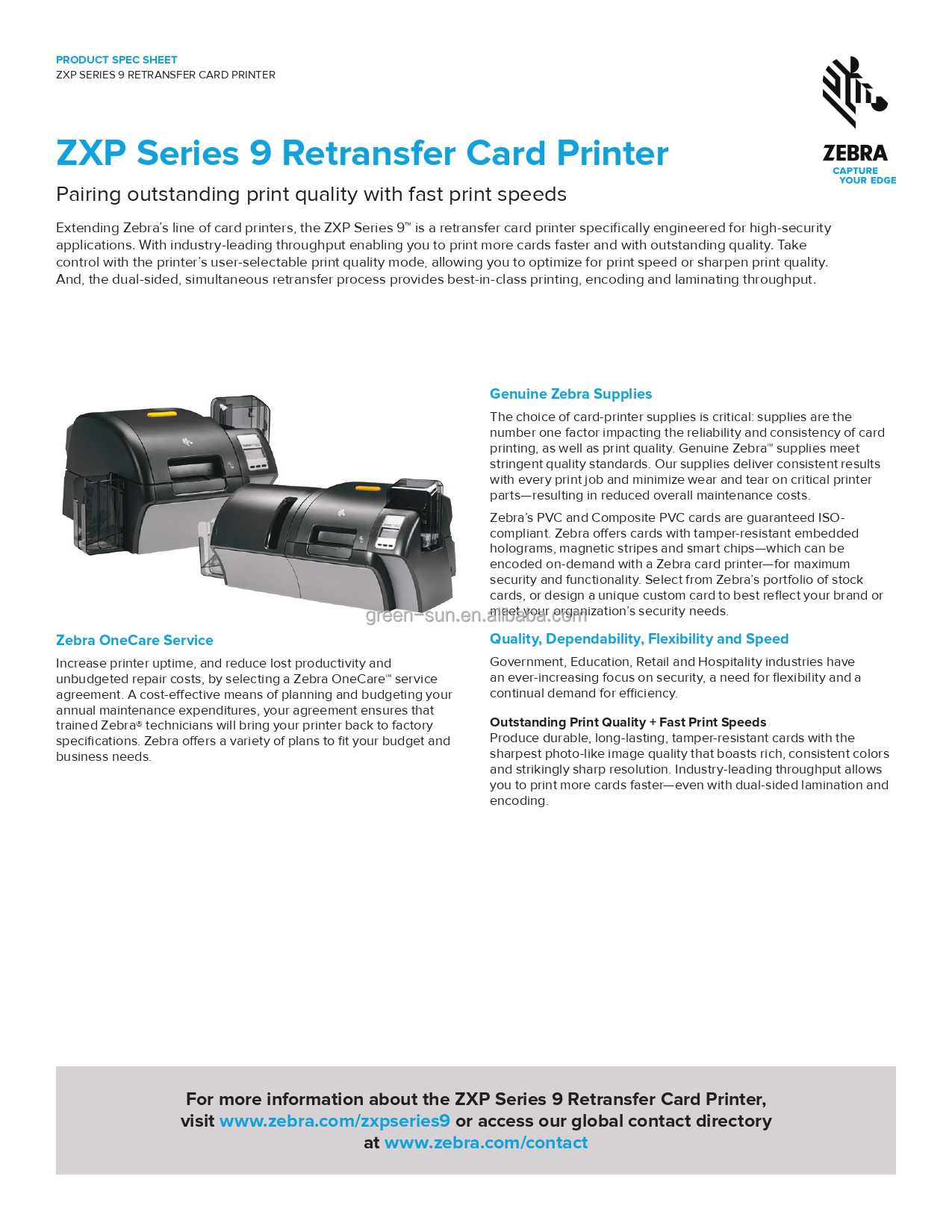 19 Seconds Color Print Speed Zebra ZXP Series 9 ID Card Printer with Optional Lamination