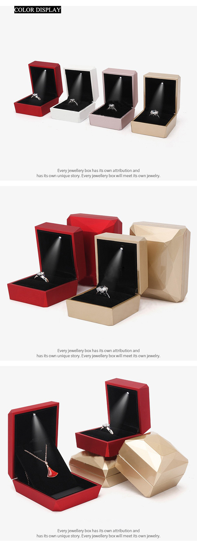 Customized Spray Paint Box Gift Packaging LED Light Jewelry Box
