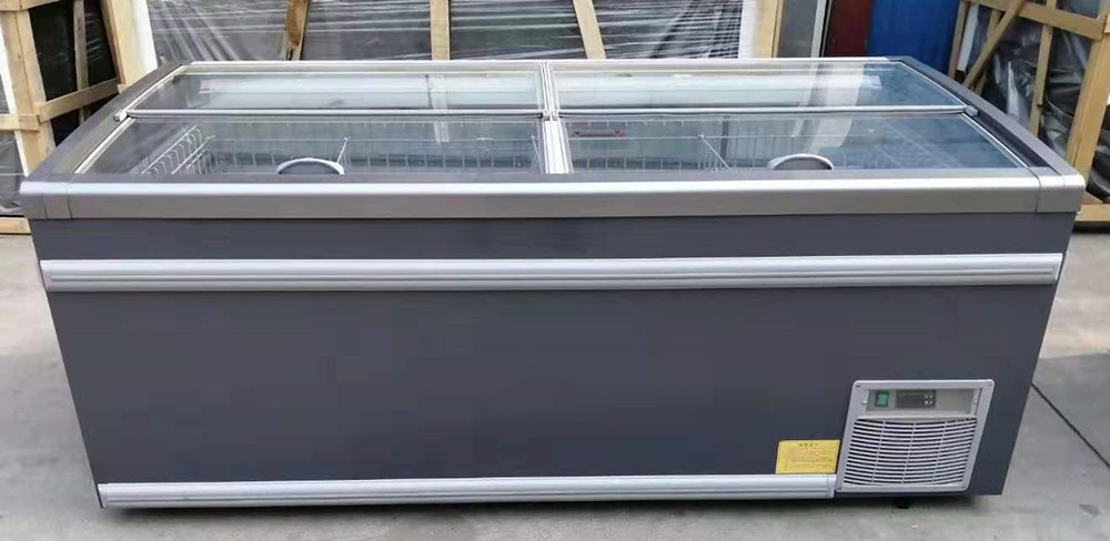 Supermarket Commercial Combined Island Meat Frozen food display Freezer with top sliding glass door