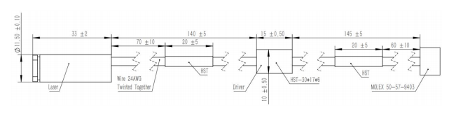 405nm 100mw Violet Blue Laser Diode Module with 560-595nm Wavelength Range