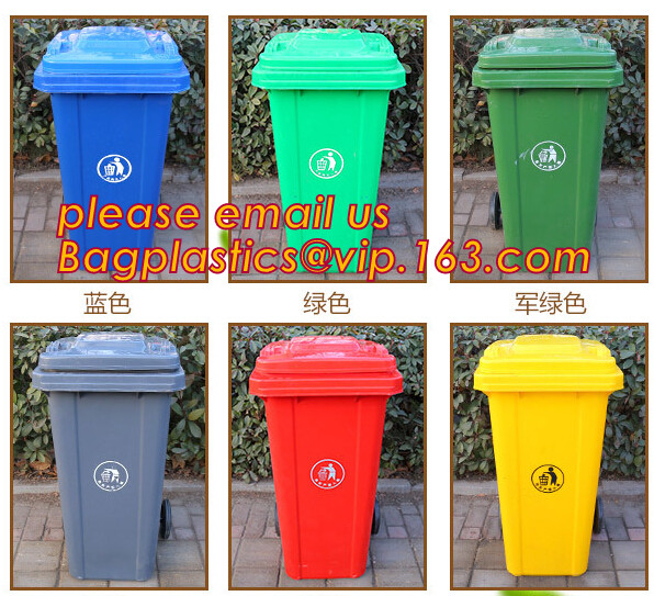 Plastic Wheeled Trash Can Outdoor urban facilities color coded waste bin, Outdoor no wheels trash bins, BAGPLASTICS PAC