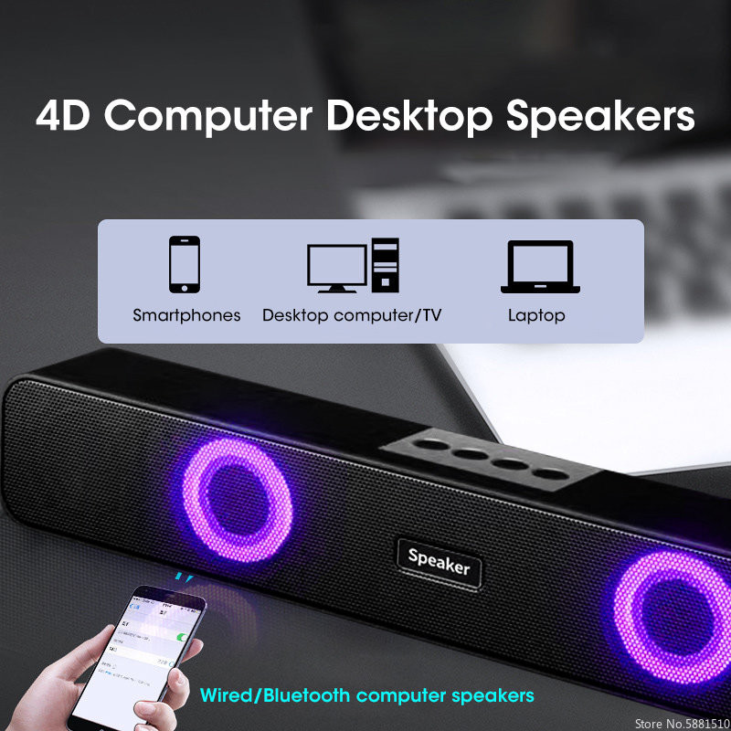 V5.0 Bluetooth Wireless Speaker Bar Compatible With Smartphone SD Audio Input