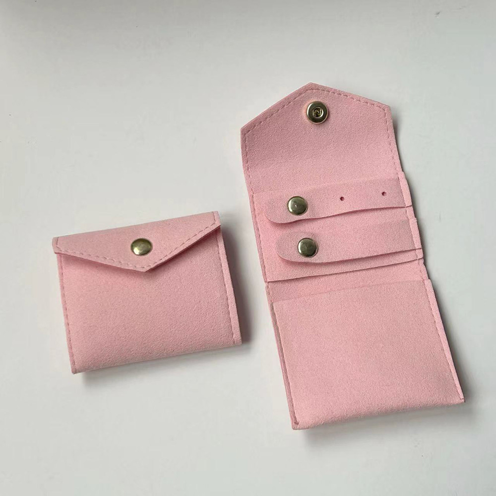 Mini Pink Travel Jewelry Organizer Soft Microfiber Storage Bag