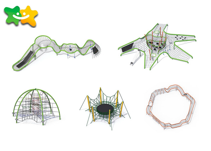 Funny Climbing Net Outdoor Amusement Park Equipment Multiple Shapes Design