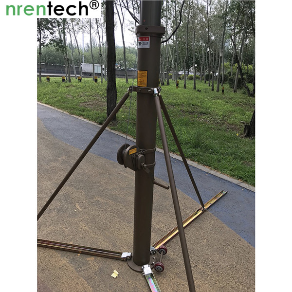 10m aluminum push up telescoping mast/ telescoping mast/manual crank winch telescopic mast