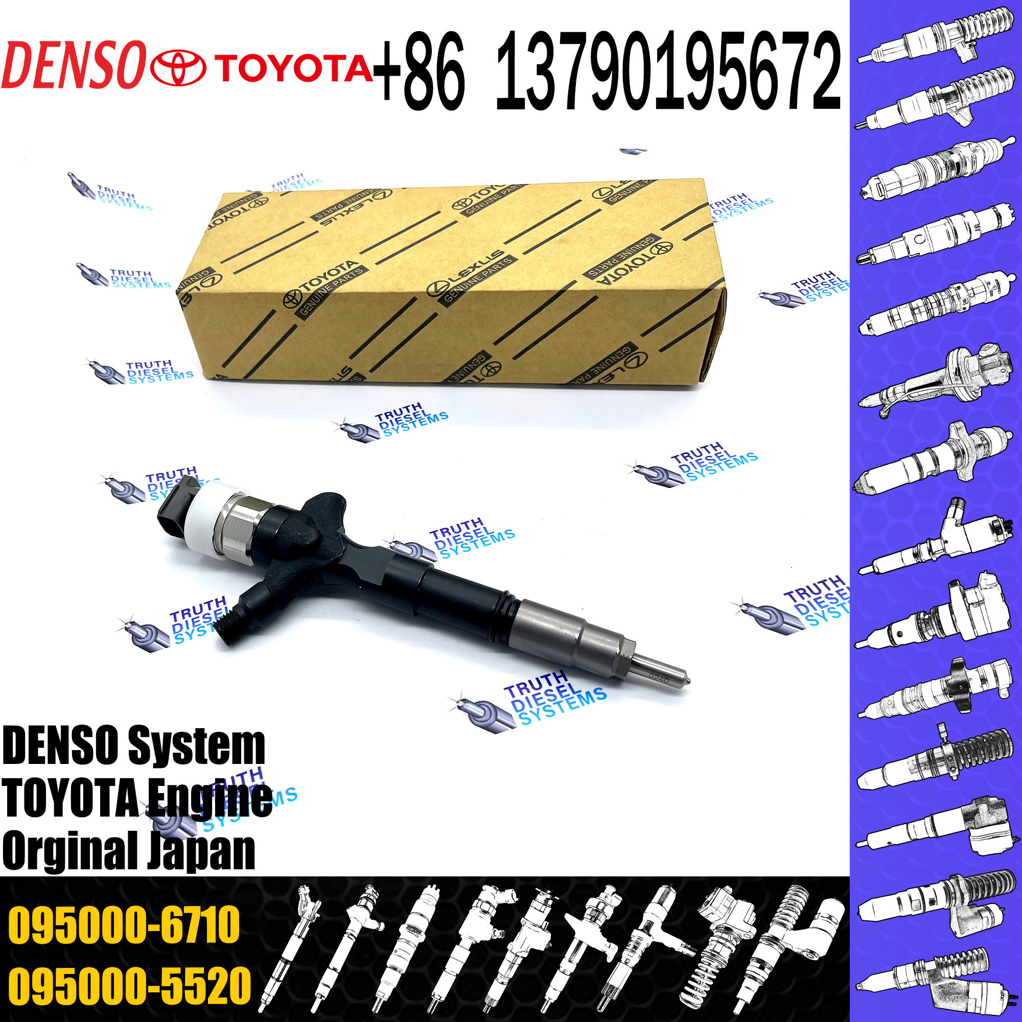 23670-39265 23670-30290 23670-39165 Genuine diesel fuel injector 095000-7810 0950007810 095000-7820 095000-7010 095000-6