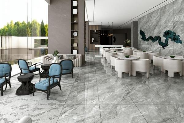 Gray Marble Look Polished Glazed Porcelain Tile And 900x1800x9mm Inside Floor