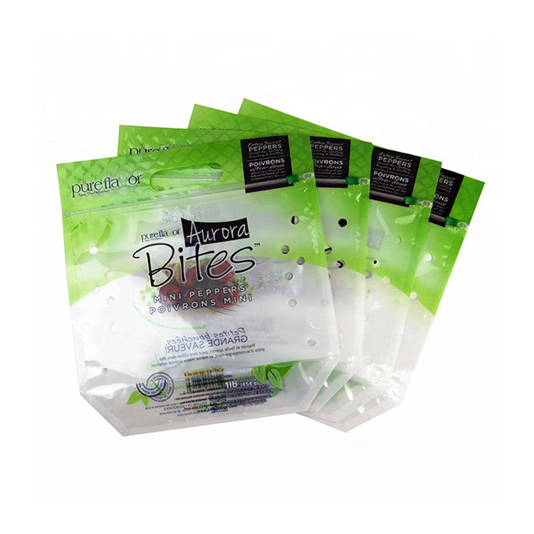BOPP / CPP Fresh Plastic Vegetable Packaging Bag With Vent Holes