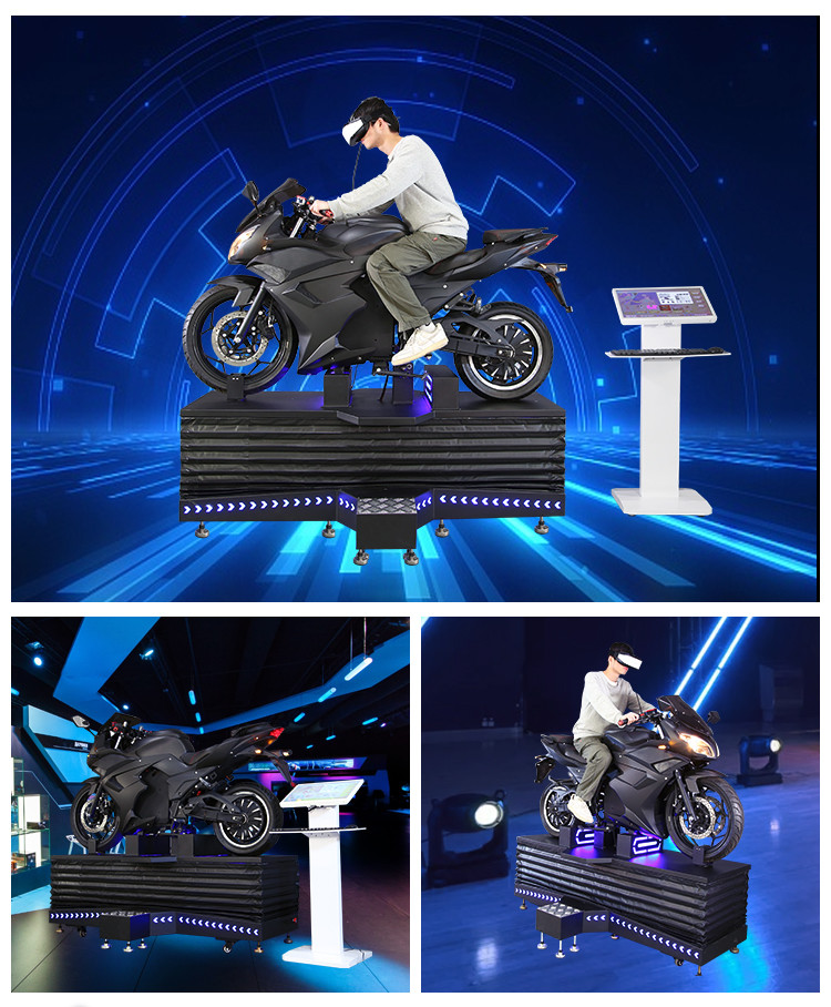 3 Dof Motion 9D VR Motorcycle Driving Racing Simulator For Shopping Mall
