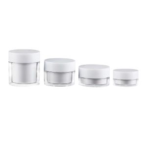 China High Transparent 15g 30g 50g AS Plastic Double Layer Round Cream Jar on sale