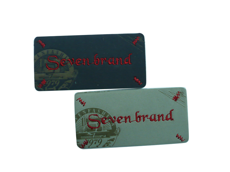Custom White / Black Embossed Printing / Embroidered Bag Leather Labels / Patches