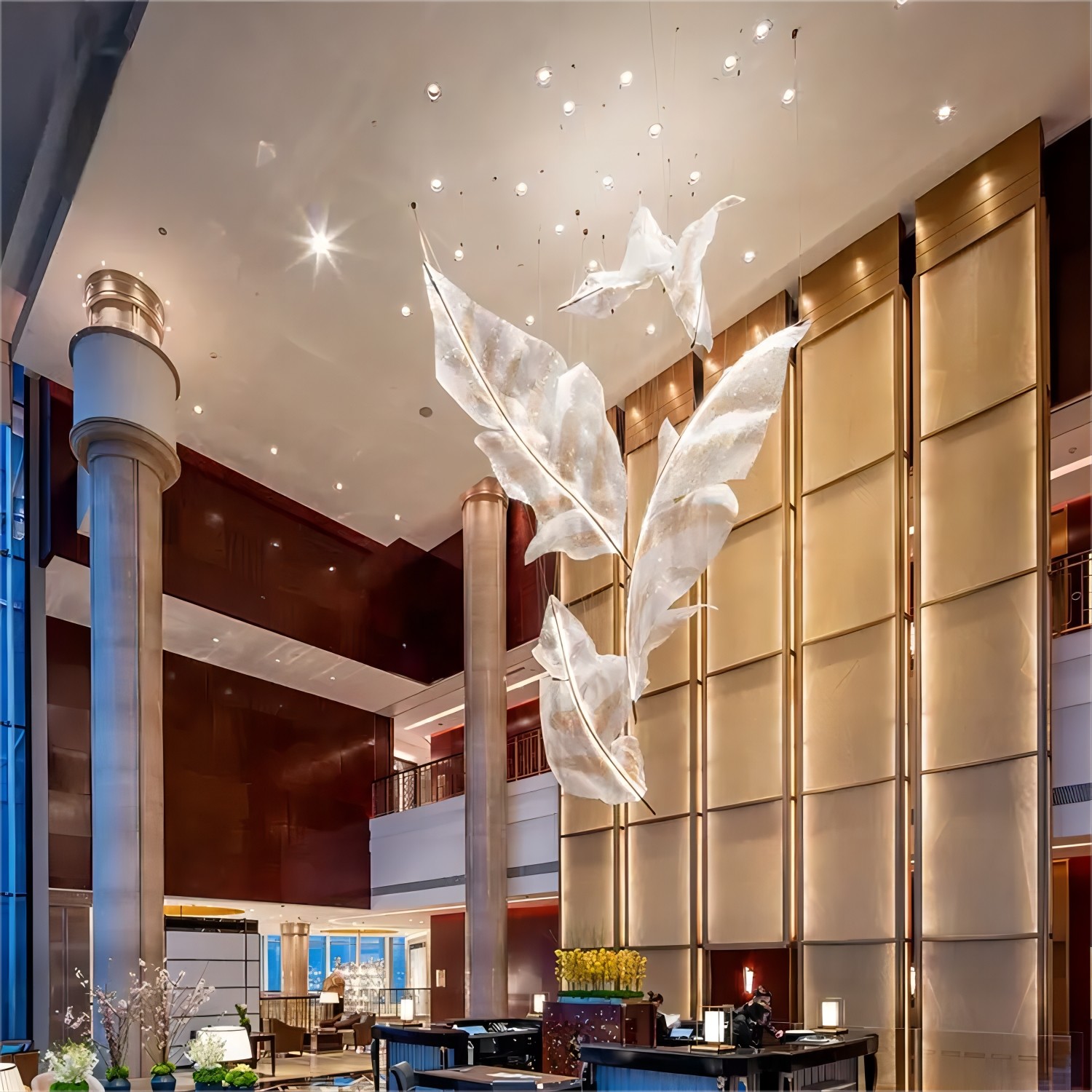 Custom Made Leaf Pendant Light Large Lobby Chandelier Modern Glass Decoration Lighting