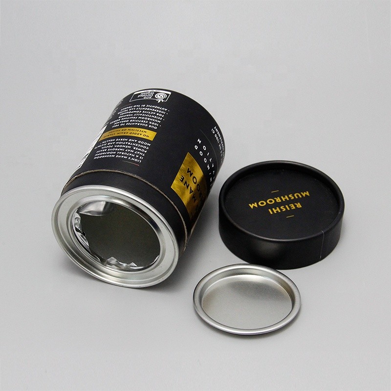 Biodegradable Foil Inner Paper Tube Can Packaging With Metal Cover
