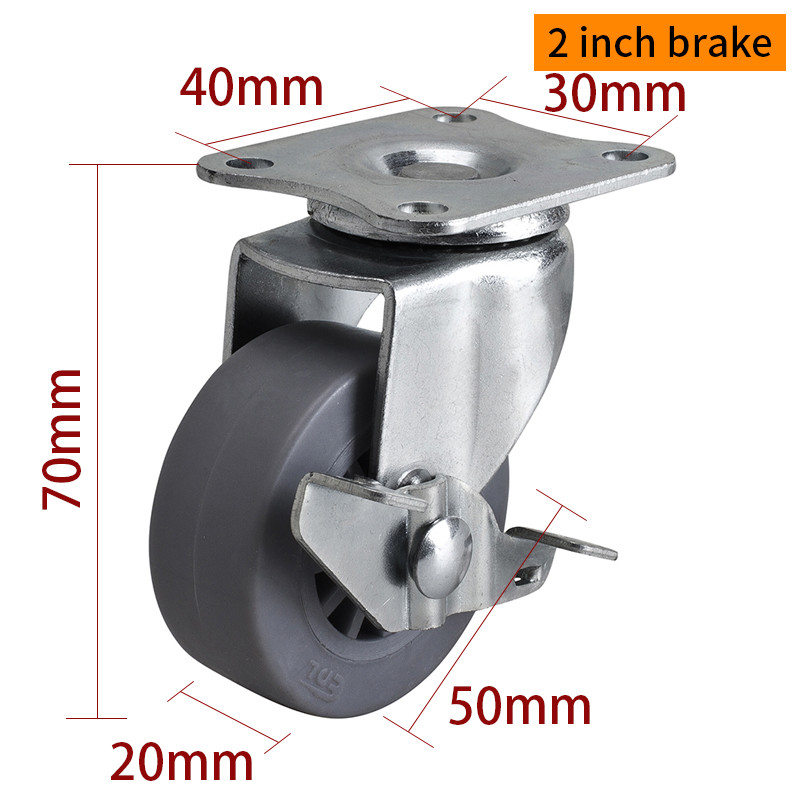 EDL Mini Caster Wheels 2inch 30kg Plate TPE by Rigid, Swivel and Brake type